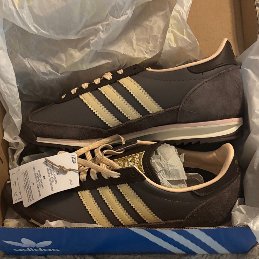 Adidas Brown and Cream Retro Runner Sneakers (SL 72 OG Women) - Picture 2 of 6